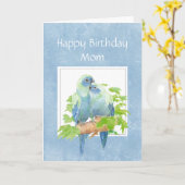 お母さんのオウムのカップルの鳥のためのおもしろいな誕生日 カード (黄色い花)