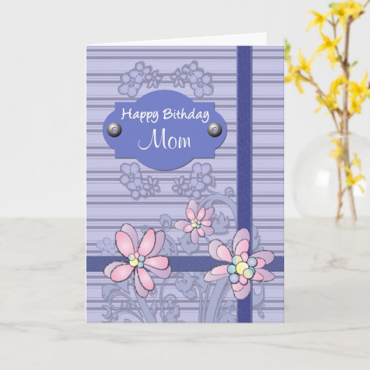 お母さんのギフトのラベルのための一般的なハッピーバースデーの組み立て カード (黄色い花)