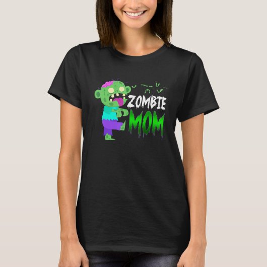 お母さんのゾンビキュートハロウィンコスチューム Tシャツ (正面)