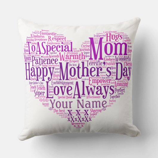 お母さんのタイポグラフィのハートのクッションのための母の日のギフト クッション (裏面)