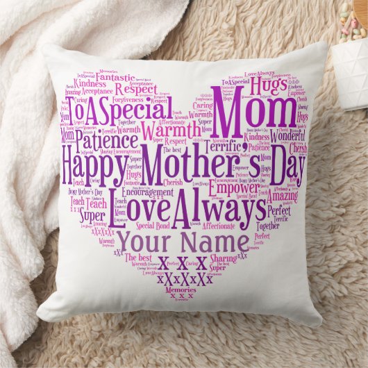 お母さんのタイポグラフィのハートのクッションのための母の日のギフト クッション (ブランケット)
