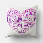 お母さんのタイポグラフィのハートのクッションのための母の日のギフト クッション (正面)