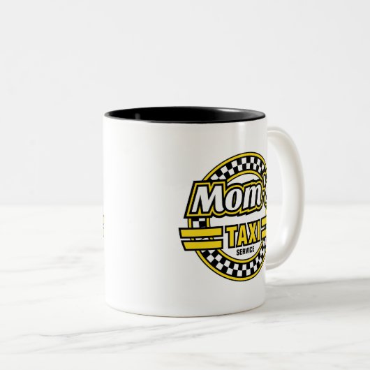 お母さんのタクシーサービスロゴコーヒーマグ ツートーンマグカップ (正面右)