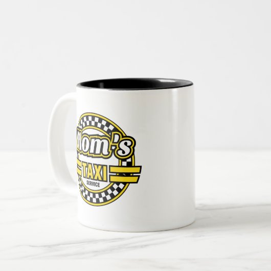 お母さんのタクシーサービスロゴコーヒーマグ ツートーンマグカップ (正面左)