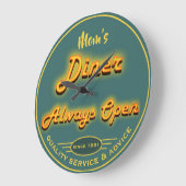 お母さんのダイナーか一流の黄色及びティール(緑がかった色)のネオン一見- ラージ壁時計 (傾斜)