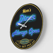 お母さんのダイナーか名前の常に開いたネオン一見- ラージ壁時計 (傾斜)