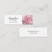 お母さんのテレホンカードのピンクのバラの花の水彩画 スキニー名刺 (正面/裏面)