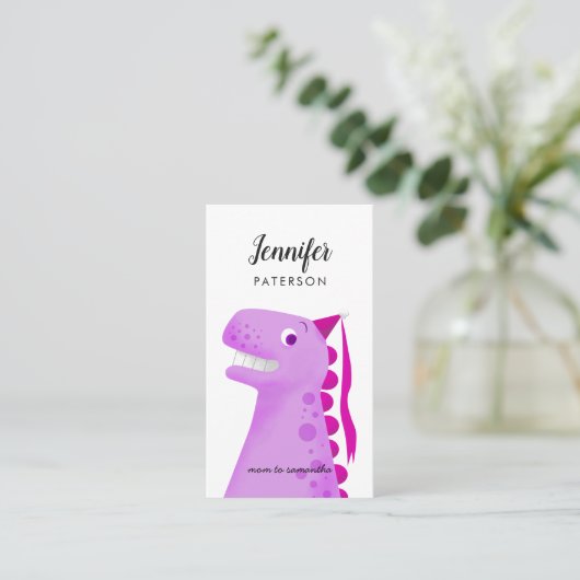 お母さんのテレホンカードピンクの恐竜のプリンセス 名刺 (スタンド正面)