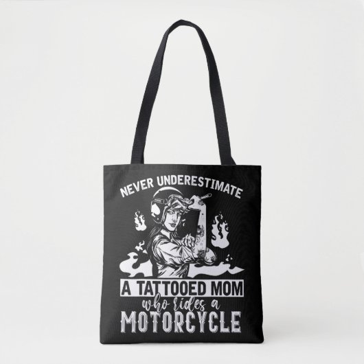 お母さんのバイクの入れ墨を決して甘く見ない トートバッグ (正面)