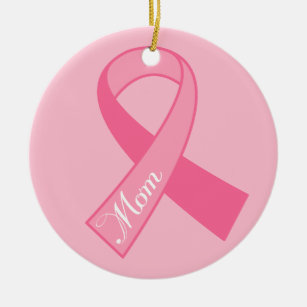 お母さんのピンクのリボンの乳癌のオーナメントのギフト セラミックオーナメント