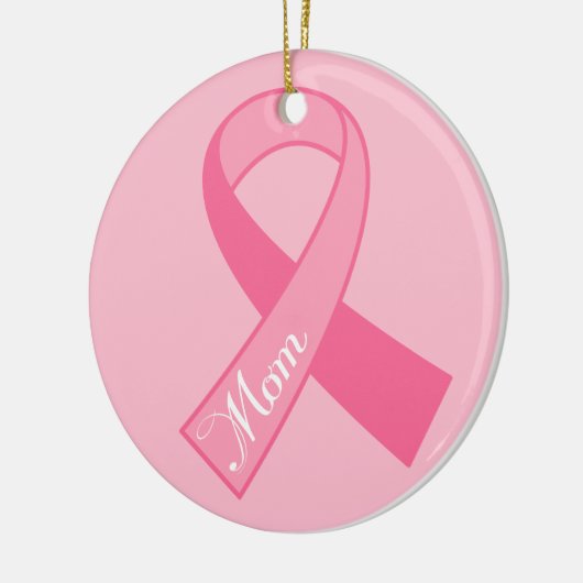 お母さんのピンクのリボンの乳癌のオーナメントのギフト セラミックオーナメント (左)