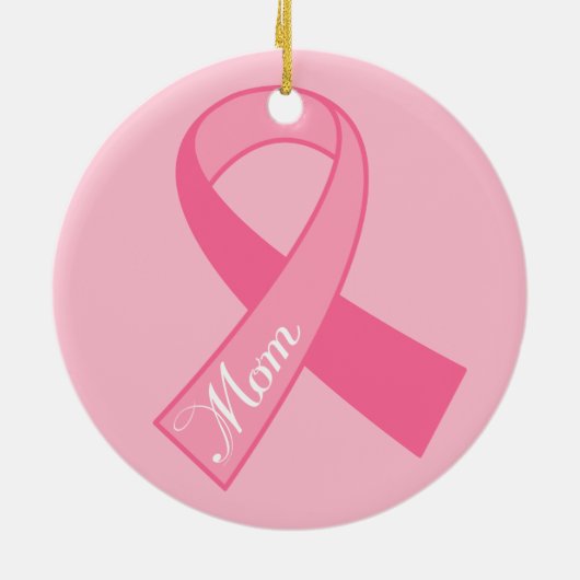 お母さんのピンクのリボンの乳癌のオーナメントのギフト セラミックオーナメント (裏面)