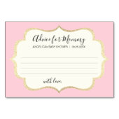 お母さんのピンクの金ゴールドの女の子のベビーシャワーカードのためのアドバイス テーブルナンバー (正面)