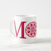 お母さんのマグ-赤及び白 コーヒーマグカップ (正面左)