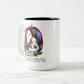 お母さんのユニコーンの魔法のMamacornの母 ツートーンマグカップ (正面左)
