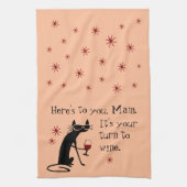 お母さんのワインパンの番だ キッチンタオル (縦)