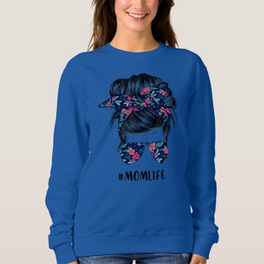 お母さんの人生が乱れた髪の毛に女性の母のおもしろい日 スウェットシャツ (正面)