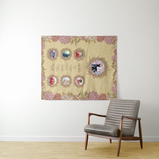 お母さんの人生 - 7枚の写真とマイルストーンを追加 タペストリー (インサイチュ(横))