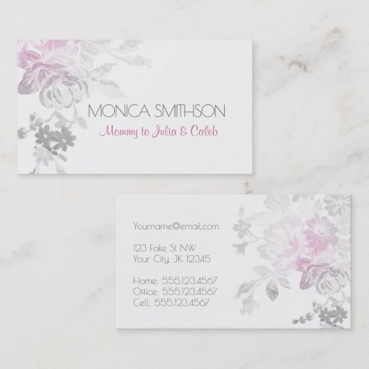 お母さんの個人的なテレホンカード花の花のピンク コーリングカード (正面/裏面)