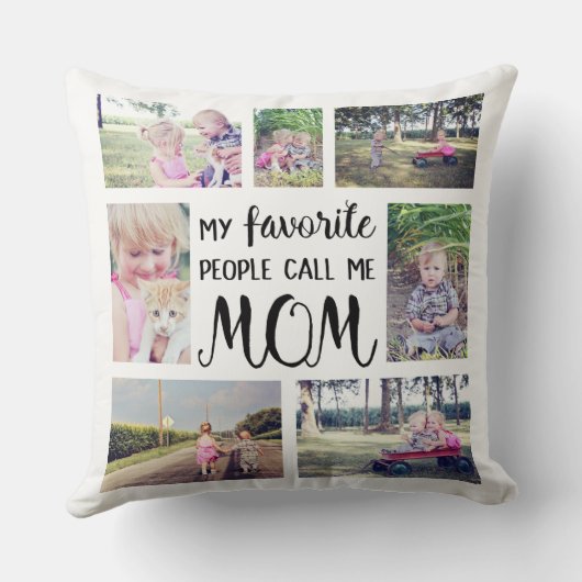 お母さんの写真のコラージュは私のお気に入りのな人々私をお母さんと電話します クッション (裏面)