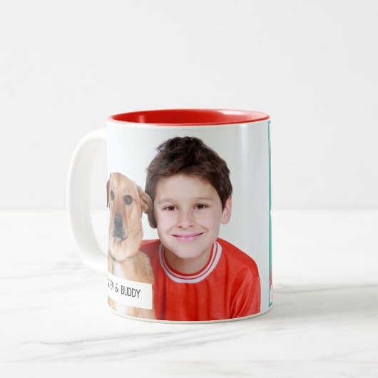 お母さんの写真のパーソナライズコーヒーマグが大好き ツートーンマグカップ (正面左)