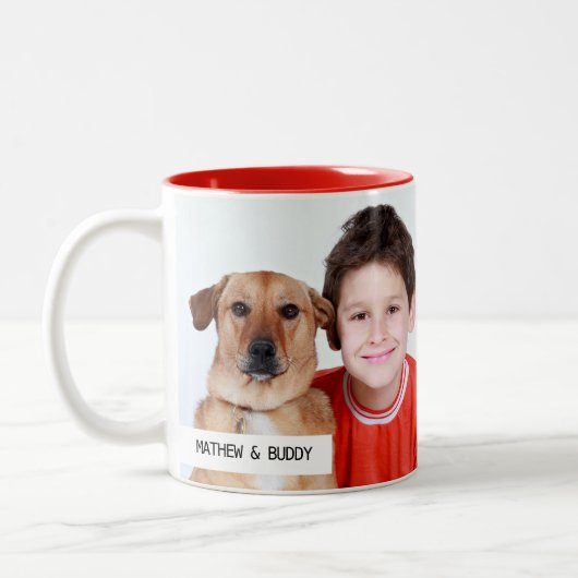 お母さんの写真のパーソナライズコーヒーマグが大好き ツートーンマグカップ (左)