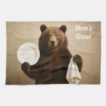 お母さんの名入れクマキッチンタオル