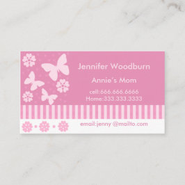 お母さんの名刺-ピンクの蝶花 コーリングカード