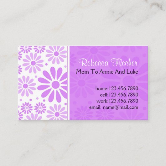 お母さんの名刺-ラベンダーの花 コーリングカード (正面)