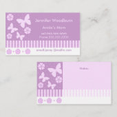 お母さんの名刺-ラベンダーの蝶花 コーリングカード (正面/裏面)