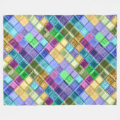 お母さんの多彩なフリースのモザイク フリースブランケット (正面(横))