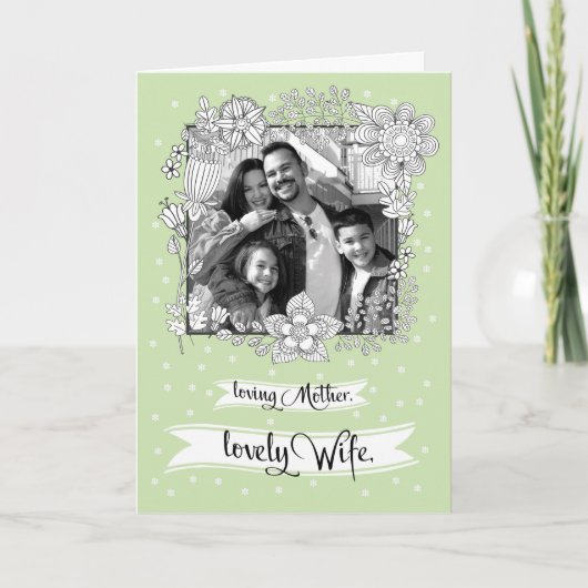 お母さんの奥さんのために。フローラフレームカスタムフォトカード カード (正面)