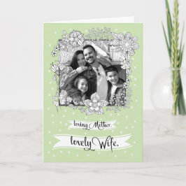 お母さんの奥さんのために。フローラフレームカスタムフォトカード カード