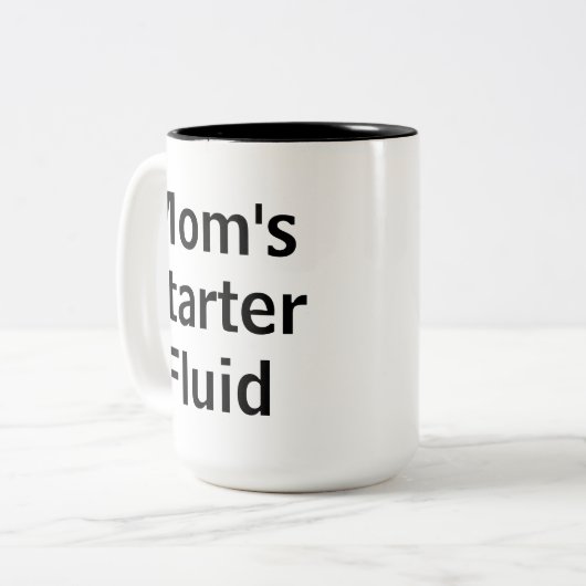 お母さんの始動機の流動おもしろいな朝の母の日 ツートーンマグカップ (正面左)
