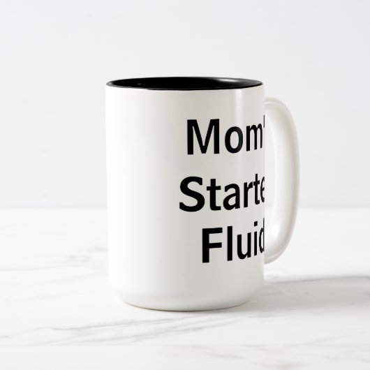 お母さんの始動機の流動おもしろいな朝の母の日 ツートーンマグカップ (正面右)