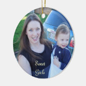 お母さんの娘の写真は休日のクリスマスを飾ります セラミックオーナメント (左)