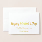 お母さんの幸せな日を娘のエレガント金ゴールド 箔カード (封筒付き正面)