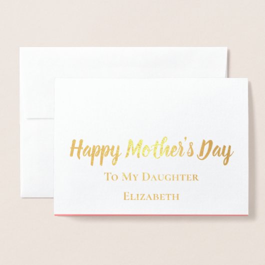 お母さんの幸せな日を娘のエレガント金ゴールド 箔カード (封筒付き正面)
