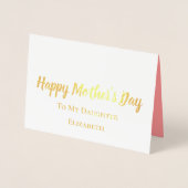 お母さんの幸せな日を娘のエレガント金ゴールド 箔カード (正面)