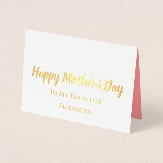 お母さんの幸せな日を娘のエレガント金ゴールド 箔カード (正面)
