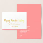 お母さんの幸せな日を娘のエレガント金ゴールド 箔カード (ディスプレー)