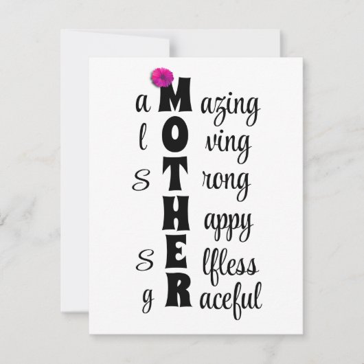 お母さんの愛と強さへの美しいトリビュート ノートカード (正面)