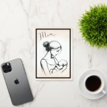 お母さんの愛のスケッチと子供 - Mother's Day カード