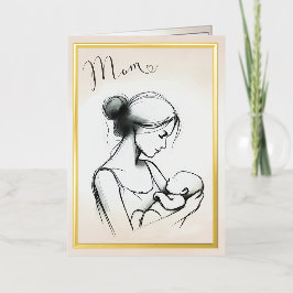 お母さんの愛のスケッチと子供 - Mother's Day カード