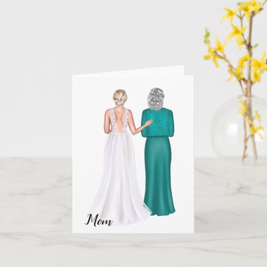 お母さんの挨拶状を持つ花嫁 カード (黄色い花)