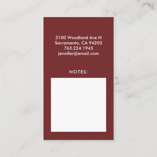 お母さんの接触カード森林キツネの水彩画 名刺 (裏面)