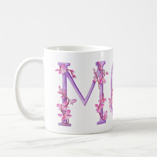 お母さんの文字の蘭の芸術の絵画のマグ コーヒーマグカップ (左)