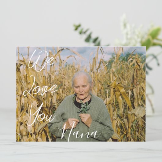 お母さんの日おめでとう、ナナ、ばあば　簡単１枚 シーズンカード (スタンド正面)