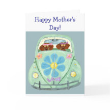 お母さんの日おめでとう!ヒッピーの車でダックスフンド