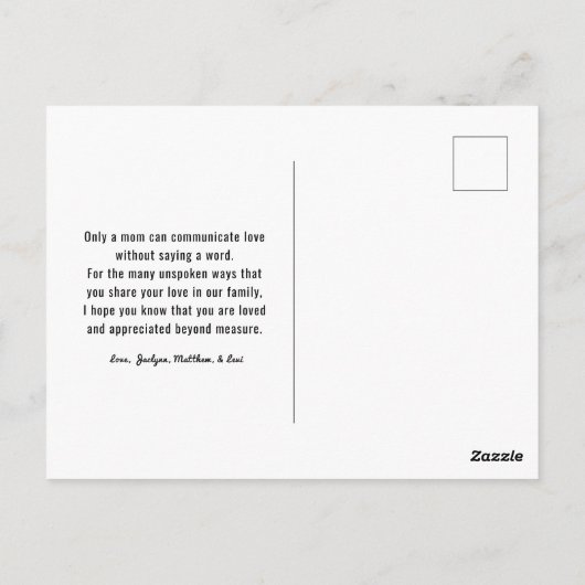 お母さんの日おめでとう ポストカード (裏面)